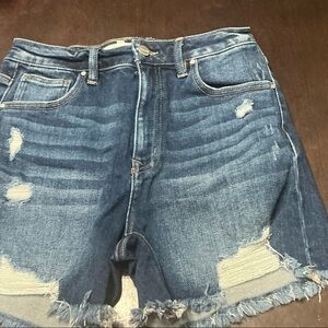 Casual Blue Distressed Jean Shorts